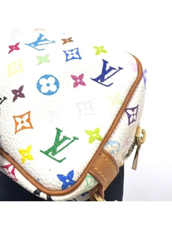 Louis Vuitton Trousse Wapiti Monogram Multicolor Blanc Leather White Pouch Gold - Picture 6 of 10